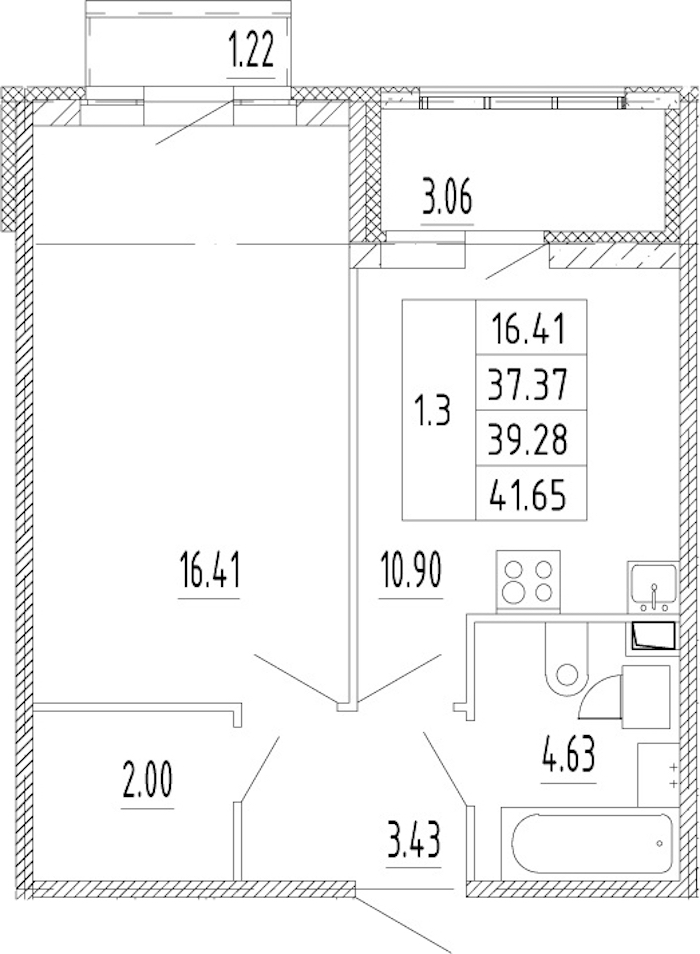 1-комнатная квартира 37.37 м², 2/12 эт., ЖК «Полис Приморский 2»
